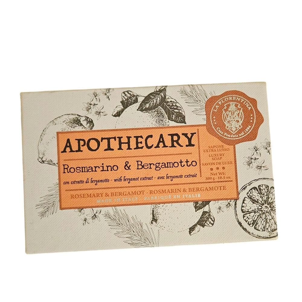 La Florentina Apothecary Rosemary Bergamot Italian Soap Bar Made Italy